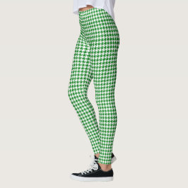 Kelly Green White Medium Hahnentrittmuster Leggings
