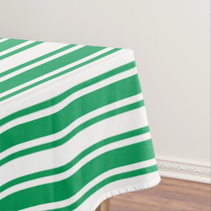 Kelly-grüne und weiße Kerzenstreifen Tischdecke