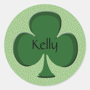 Kelly Irischer Kleeblatt-Name-Sticker Runder Aufkleber