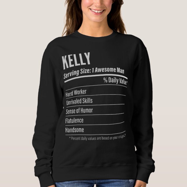Kelly Serving Size Nutrition Label Calories Sweatshirt (Vorderseite)
