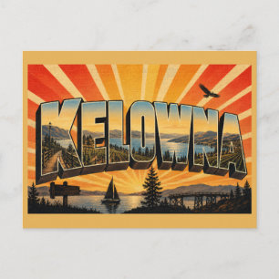 Kelowna BC Okanagan Lake Weinberge Kunst Postkarte