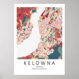 Kelowna British Columbia Karte Poster Moderne St