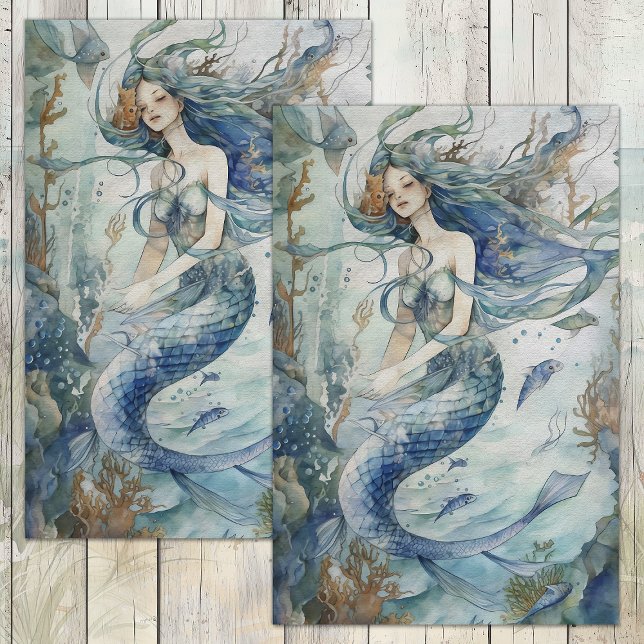 KELP FOREST MERMAID DECOUPAGE SEIDENPAPIER (KELP FOREST MERMAID DECOUPAGE TISSUE PAPER)