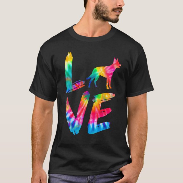 Kelpie Gefärbte Krawatte Liebe Dog Mama Vater T-Shirt (Vorderseite)