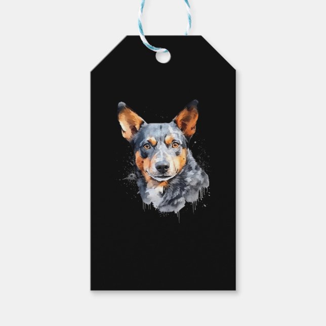 Kelpie-Tintenspritze Geschenkanhänger (Vorderseite)