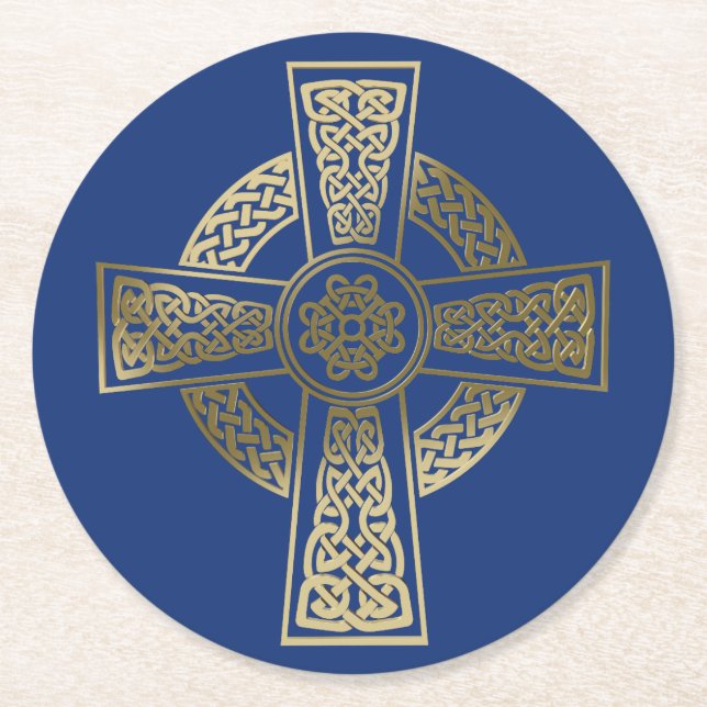 Keltenkreuz Runder Pappuntersetzer (Vorderseite)
