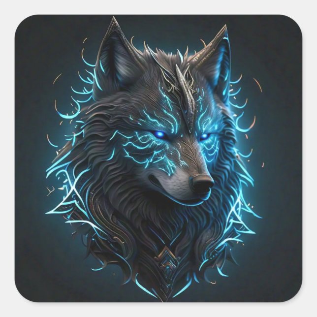 Keltic Wolf Square Sticker (Vorderseite)