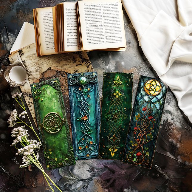 Keltisch-irische Lesezeichen, Fantasy-Lesezeichen5 (collection of 4 celtic irish bookmarks)