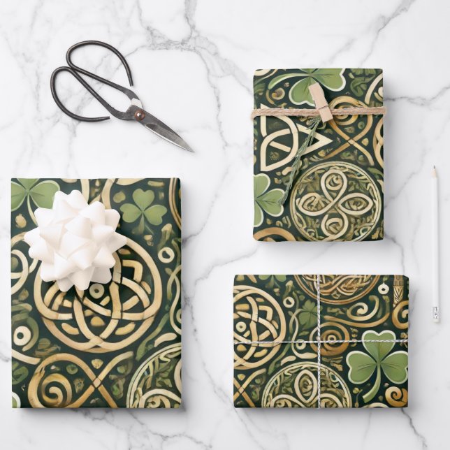 Keltische Blüte Geschenkpapier Set (Vorderseite)