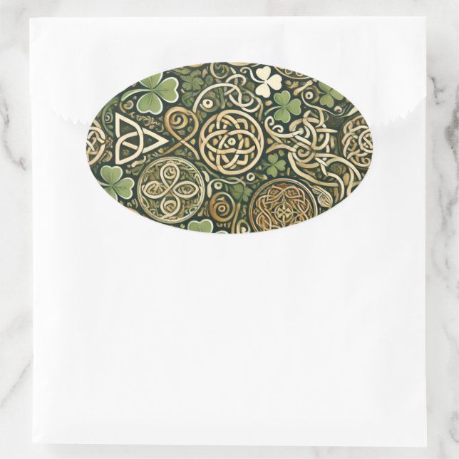 Keltische Blüte Ovaler Aufkleber (Tasche)