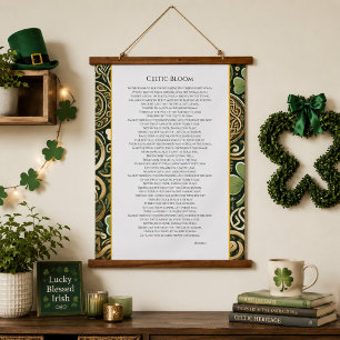 Keltische Blütenpoesie Wandteppich Mit Holzrahmen