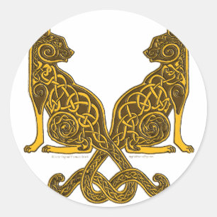keltische Bronzegold der Katzen 6 Runder Aufkleber