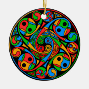 Keltische Buntglas-Spiralen-Verzierung Keramikornament