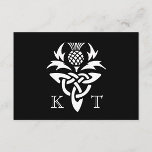 Keltische Distel-Initialen - UAWG - Schwarzes u. RSVP Karte