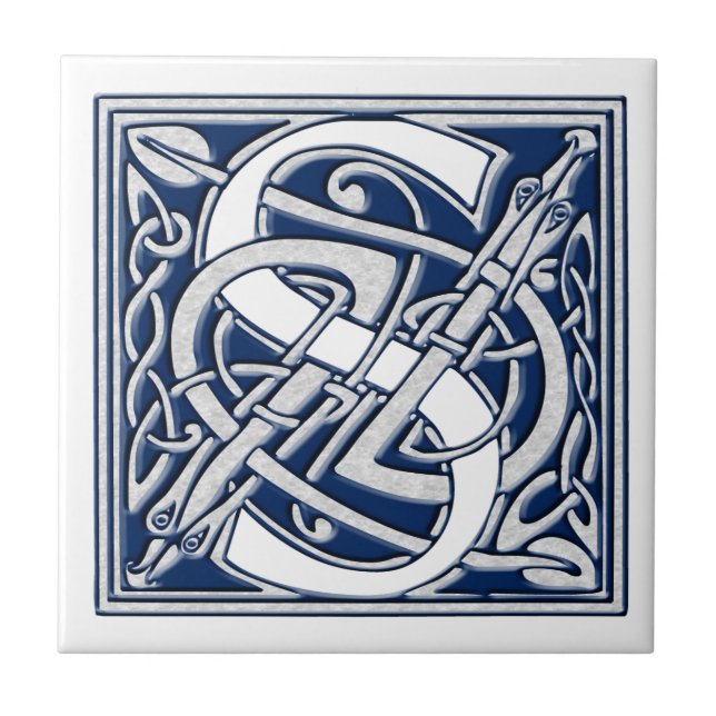 Keltische Drache-Initiale S Fliese (Vorderseite)