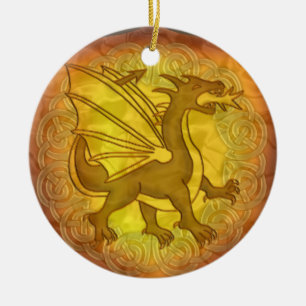 Keltische Drache-Schild-Verzierung Keramik Ornament