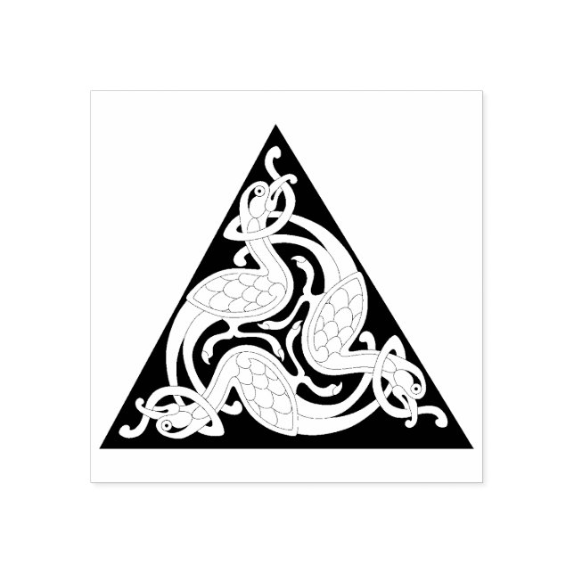 Keltische Dreiecksvögel Rubber-Briefmarke Gummistempel (Prägung)