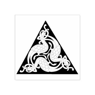 Keltische Dreiecksvögel Rubin-Briefmarke Gummistempel