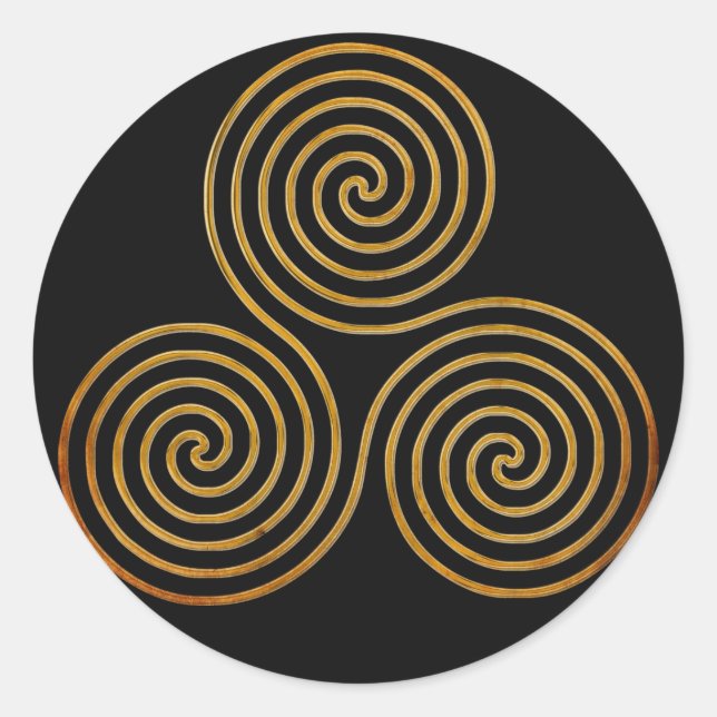 keltische Dreifach-Spirale - One Line antikes Gold Runder Aufkleber (Vorderseite)