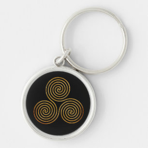 keltische Dreifach-Spirale - One Line antikes Gold Schlüsselanhänger