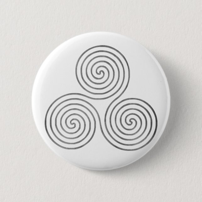 keltische Dreifach-Spirale - One Line antikes Silb Button (Vorderseite)