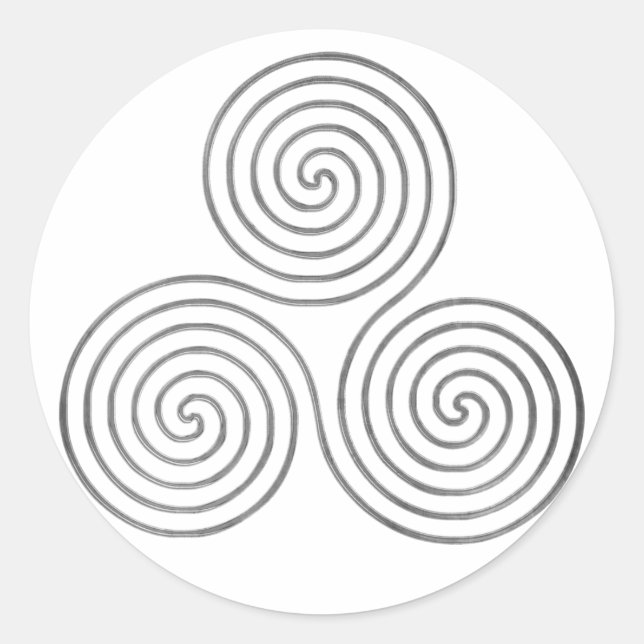 keltische Dreifach-Spirale - One Line antikes Silb Runder Aufkleber (Vorderseite)