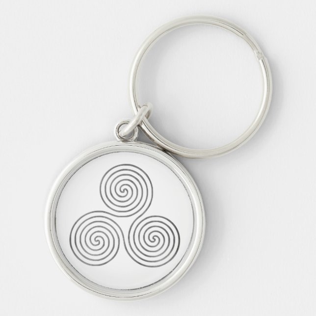 keltische Dreifach-Spirale - One Line antikes Silb Schlüsselanhänger (Vorne)