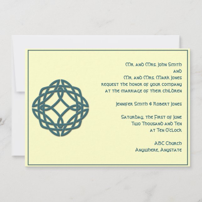 Keltische Ewigkeit Knot Aquamarin Hochzeit Einladu Einladung (Vorderseite)