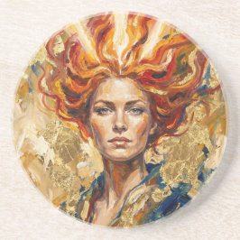 Keltische Feuer Göttin Brigid Gold Blatt Fantasy K Getränkeuntersetzer