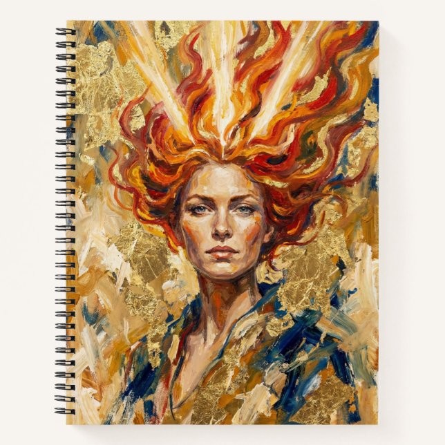 Keltische Feuer Göttin Brigid Gold Blatt Fantasy K Notizbuch (Vorderseite)