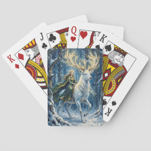 Keltische Göttin & leuchtender weißer Hirsch Spielkarten
