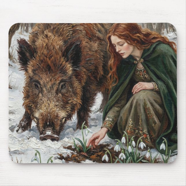 Keltische Göttin & Wildschwein Mousepad (Vorne)