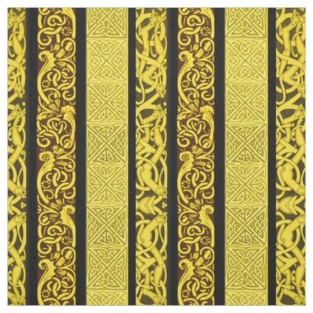 Keltische Grenzen in Gold Stoff (Muster)