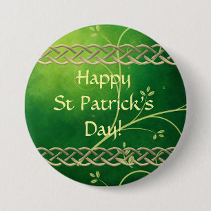 Keltische Grünknochen und Blätter Button