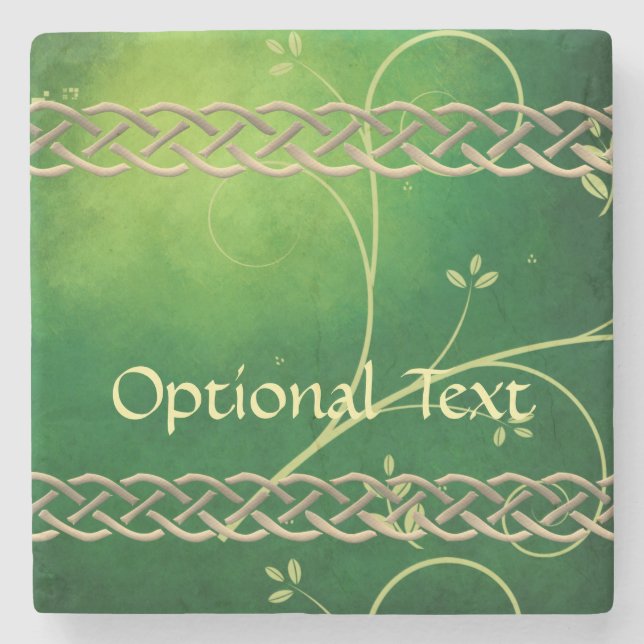 Keltische Grünknochen und Blätter Steinuntersetzer (Vorderseite)