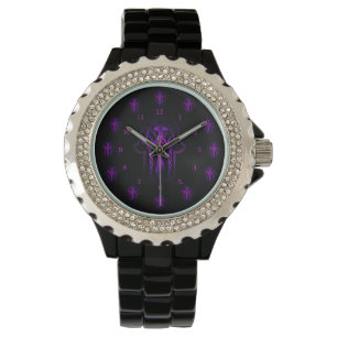 Keltische Hamsa Hand (Lila) Armbanduhr
