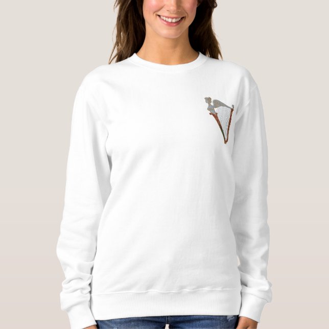 Keltische Harfe Besticktes Sweatshirt (Vorderseite)
