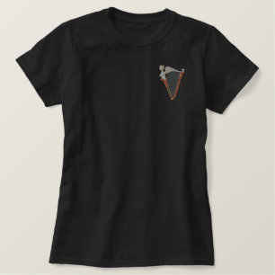 Keltische Harfe Besticktes T-Shirt