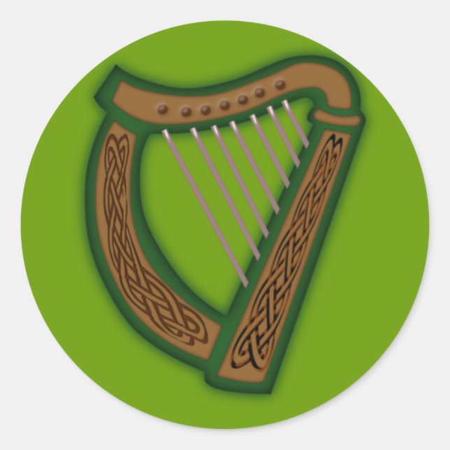 Keltische Harfe celtic harp Runder Aufkleber (Vorderseite)