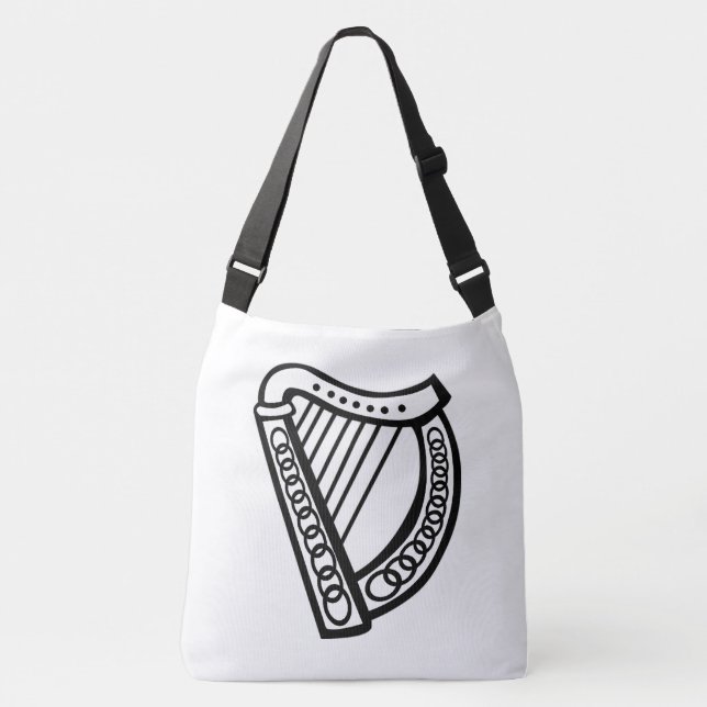 Keltische Harfe Crossbody Tote Bag Tragetaschen Mit Langen Trägern (Vorderseite)