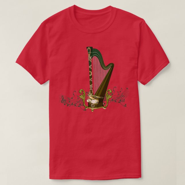 Keltische Harfe mit keltischem Knoten und Blume mi T-Shirt (Design vorne)