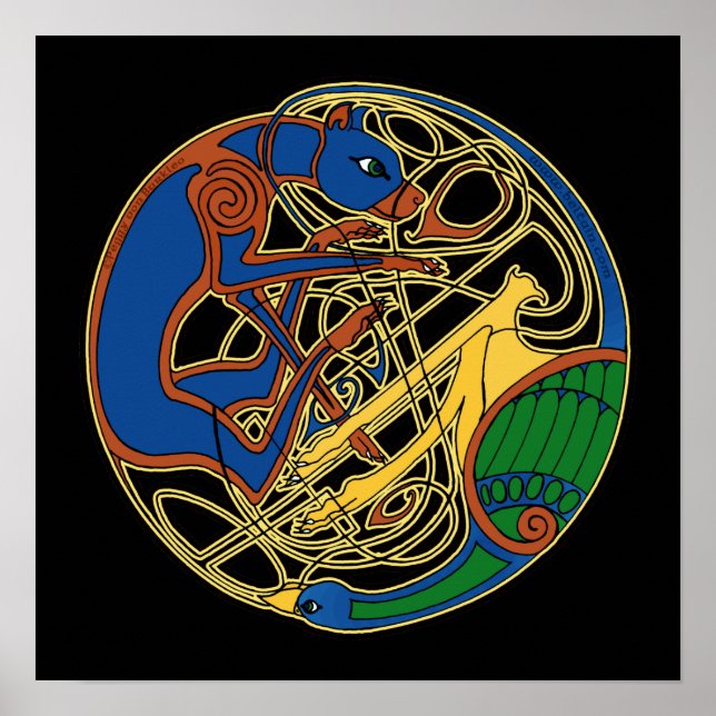 Keltische Hunde und Bird keltic Art Prints Poster (Vorne)