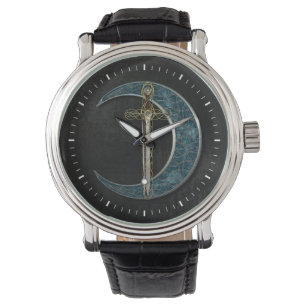Keltische Klinge und Mond Armbanduhr