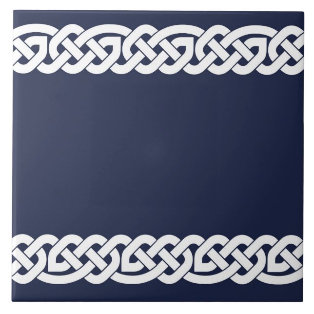 keltische Knoten, dekorativ, blau, blau, weiß Fliese (Vorderseite)