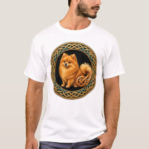 Keltische Knoten-Pomeranian-Hundekunst T-Shirt