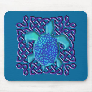 Keltische Knoten-Schildkröte (blaues) Mousepad