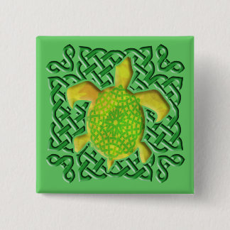 Keltische Knoten-Schildkröte-(grüne) Knöpfe Button