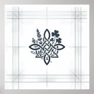 Keltische Knoten Shamrock Heritage Line Art Wandku Poster
