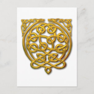 Keltische Knotendrachen – Gold Postkarte