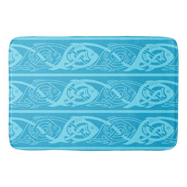 Keltische Knüpfarbeit Blauer Fisch Badematte (Vorderseite)